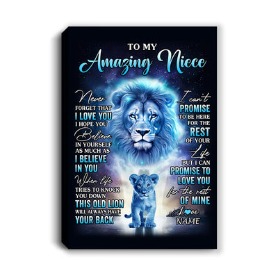 Personalized To My Amazing Niece Canvas From Uncle Lion Never Forget I Love You Niece Birthday Gifts Graduation Christmas Custom Wall Art Print Framed Canvas | siriusteestore
