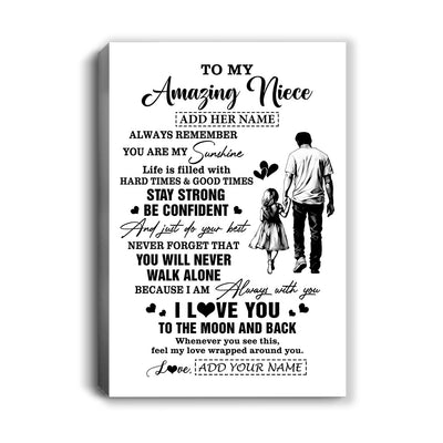 Personalized To My Amazing Niece Canvas From Uncle Man It A Big Hug Niece Birthday Gifts Graduation Christmas Custom Wall Art Framed Canvas | siriusteestore
