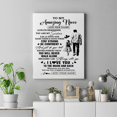 Personalized To My Amazing Niece Canvas From Uncle Man It A Big Hug Niece Birthday Gifts Graduation Christmas Custom Wall Art Framed Canvas | siriusteestore