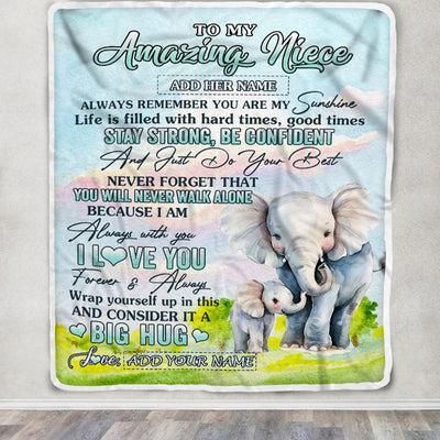 Personalized To My Amazing Niece Elephant Blanket From Aunt Uncle Auntie My Sunshine Niece Birthday Gifts Graduation Christmas Customized Fleece Blanket | siriusteestore