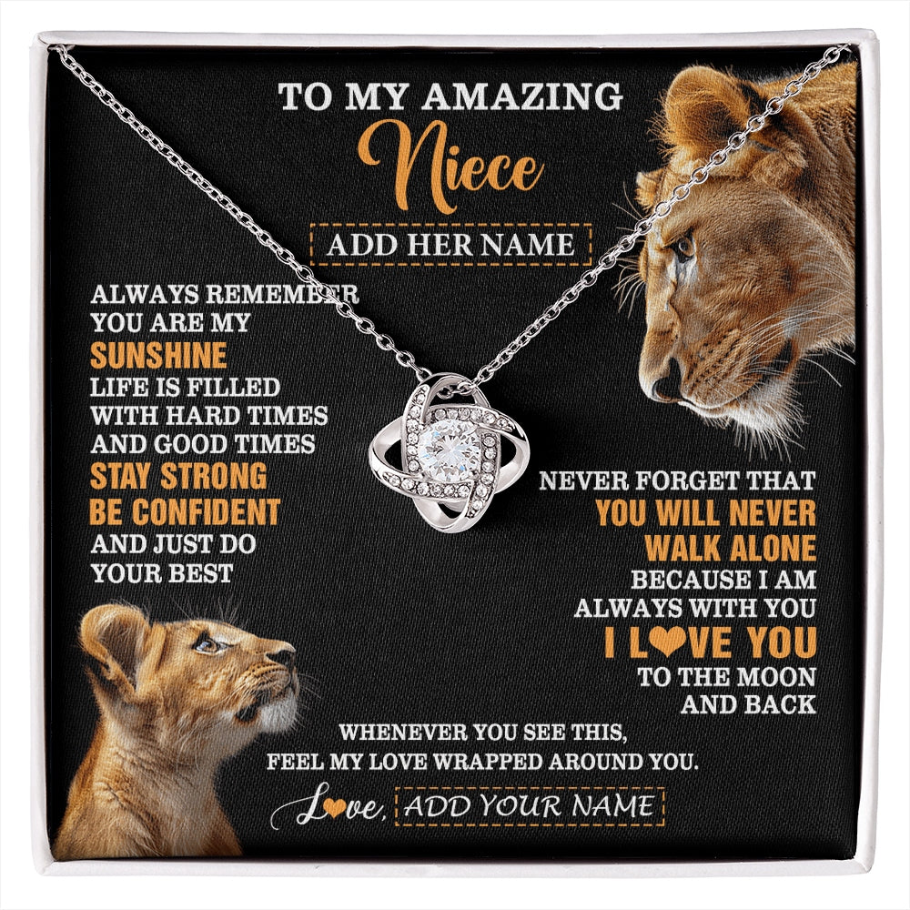 Love Knot Necklace 14K White Gold Finish | 1 | Personalized To My Amazing Niece Gifts Necklace From Aunt Auntie Lion It A Big Hug Niece Birthday Gifts Graduation Christmas Custom Gift Box Message Card | https://siriusteestore.