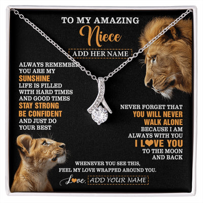 Alluring Beauty Necklace 14K White Gold Finish | 1 | Personalized To My Amazing Niece Gifts Necklace From Uncle Lion It A Big Hug Niece Birthday Gifts Graduation Christmas Custom Gift Box Message Card | https://siriusteestore.