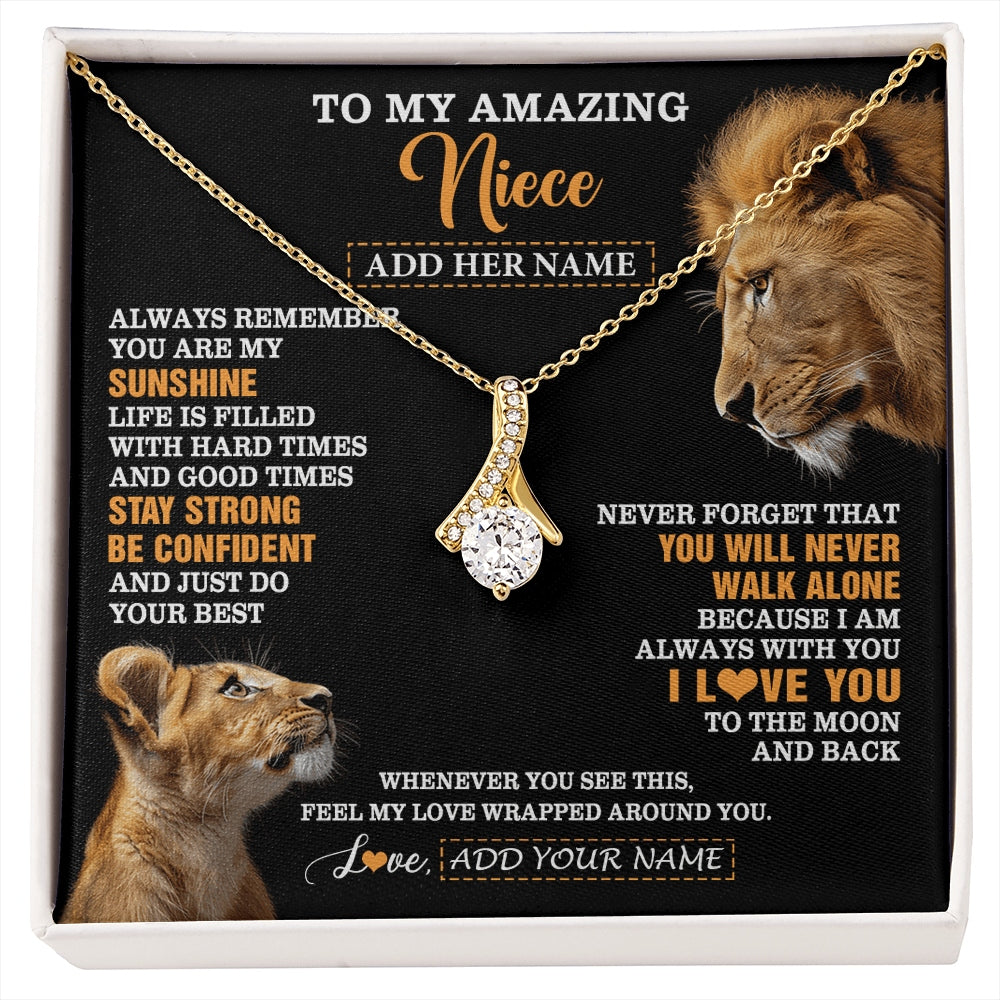 Alluring Beauty Necklace 18K Yellow Gold Finish | 1 | Personalized To My Amazing Niece Gifts Necklace From Uncle Lion It A Big Hug Niece Birthday Gifts Graduation Christmas Custom Gift Box Message Card | https://siriusteestore.