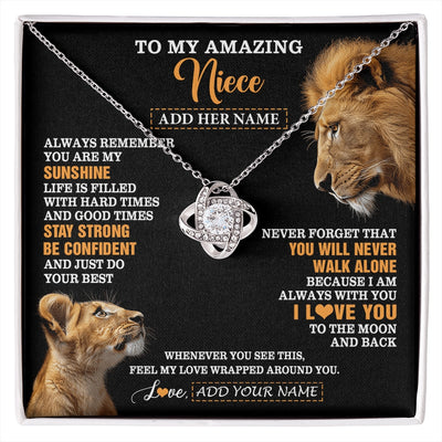 Love Knot Necklace 14K White Gold Finish | 1 | Personalized To My Amazing Niece Gifts Necklace From Uncle Lion It A Big Hug Niece Birthday Gifts Graduation Christmas Custom Gift Box Message Card | https://siriusteestore.