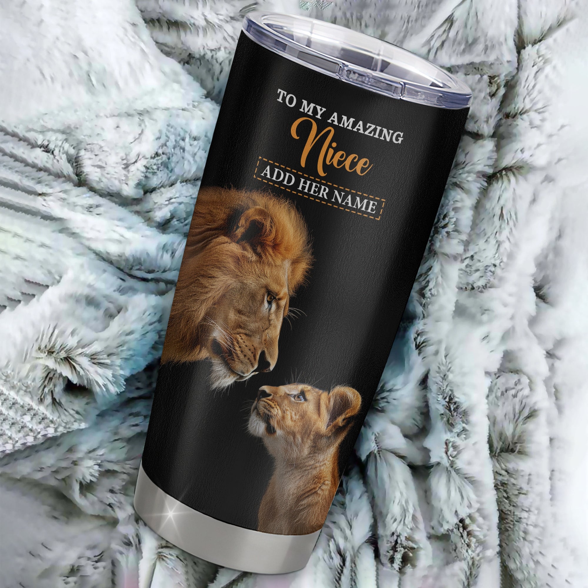 Personalized To My Amazing Niece Gifts Tumbler From Uncle Lion It A Big Hug Niece Birthday Gifts Graduation Christmas Custom Stainless Steel Travel Mug | siriusteestore