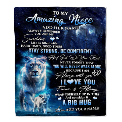 Personalized To My Amazing Niece Lion Blanket From Aunt Auntie My Sunshine Niece Birthday Gifts Graduation Christmas Customized Fleece Throw Blanket | siriusteestore