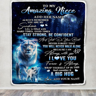 Personalized To My Amazing Niece Lion Blanket From Aunt Auntie My Sunshine Niece Birthday Gifts Graduation Christmas Customized Fleece Throw Blanket | siriusteestore