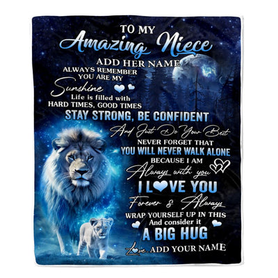 Personalized To My Amazing Niece Lion Blanket From Uncle My Sunshine Niece Birthday Gifts Graduation Christmas Customized Fleece Throw Blanket | siriusteestore