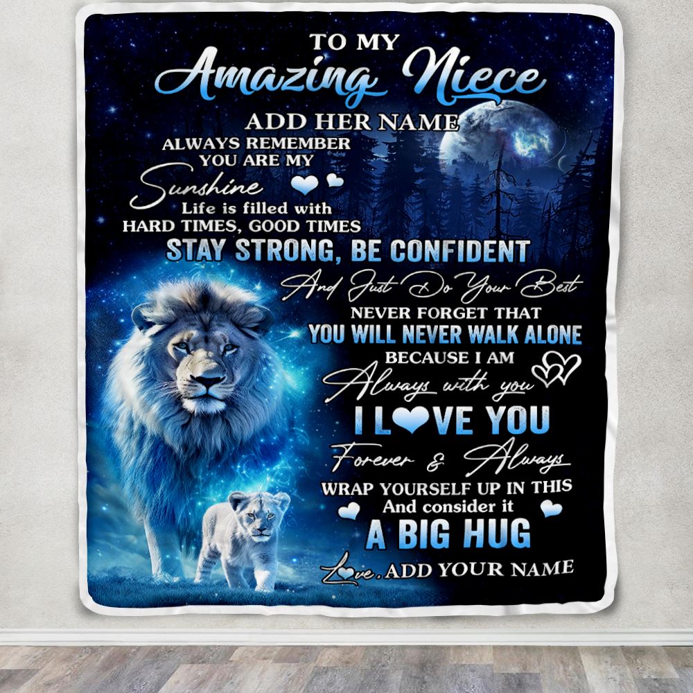 Personalized To My Amazing Niece Lion Blanket From Uncle My Sunshine Niece Birthday Gifts Graduation Christmas Customized Fleece Throw Blanket | siriusteestore