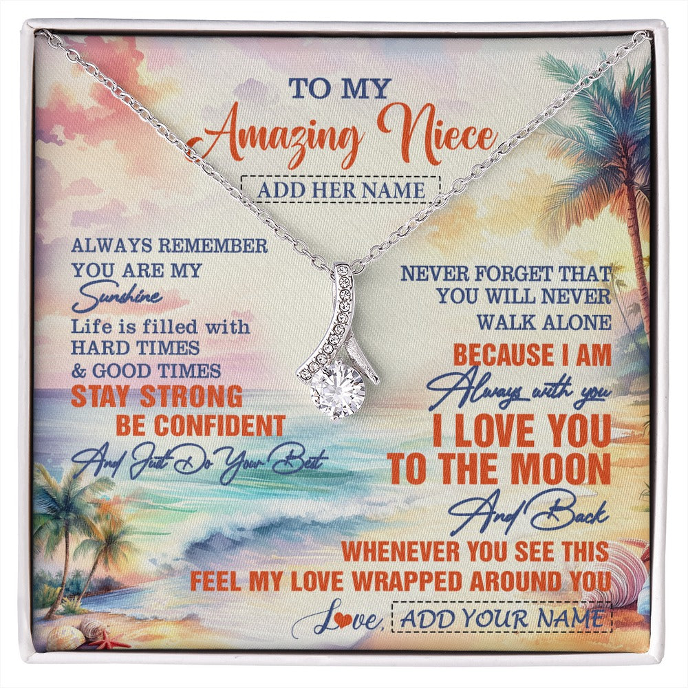 Alluring Beauty Necklace 14K White Gold Finish | 1 | Personalized To My Amazing Niece Necklace From Aunt Uncle Auntie Beach It A Big Hug Niece Birthday Gifts Graduation Christmas Custom Gift Box Message Card Shirt & Hoodie | https://siriusteestore.