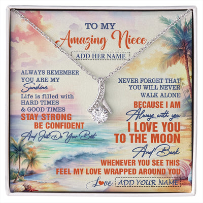 Alluring Beauty Necklace 14K White Gold Finish | 1 | Personalized To My Amazing Niece Necklace From Aunt Uncle Auntie Beach It A Big Hug Niece Birthday Gifts Graduation Christmas Custom Gift Box Message Card Shirt & Hoodie | https://siriusteestore.