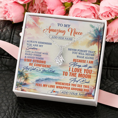 Alluring Beauty Necklace 14K White Gold Finish | 2 | Personalized To My Amazing Niece Necklace From Aunt Uncle Auntie Beach It A Big Hug Niece Birthday Gifts Graduation Christmas Custom Gift Box Message Card Shirt & Hoodie | https://siriusteestore.