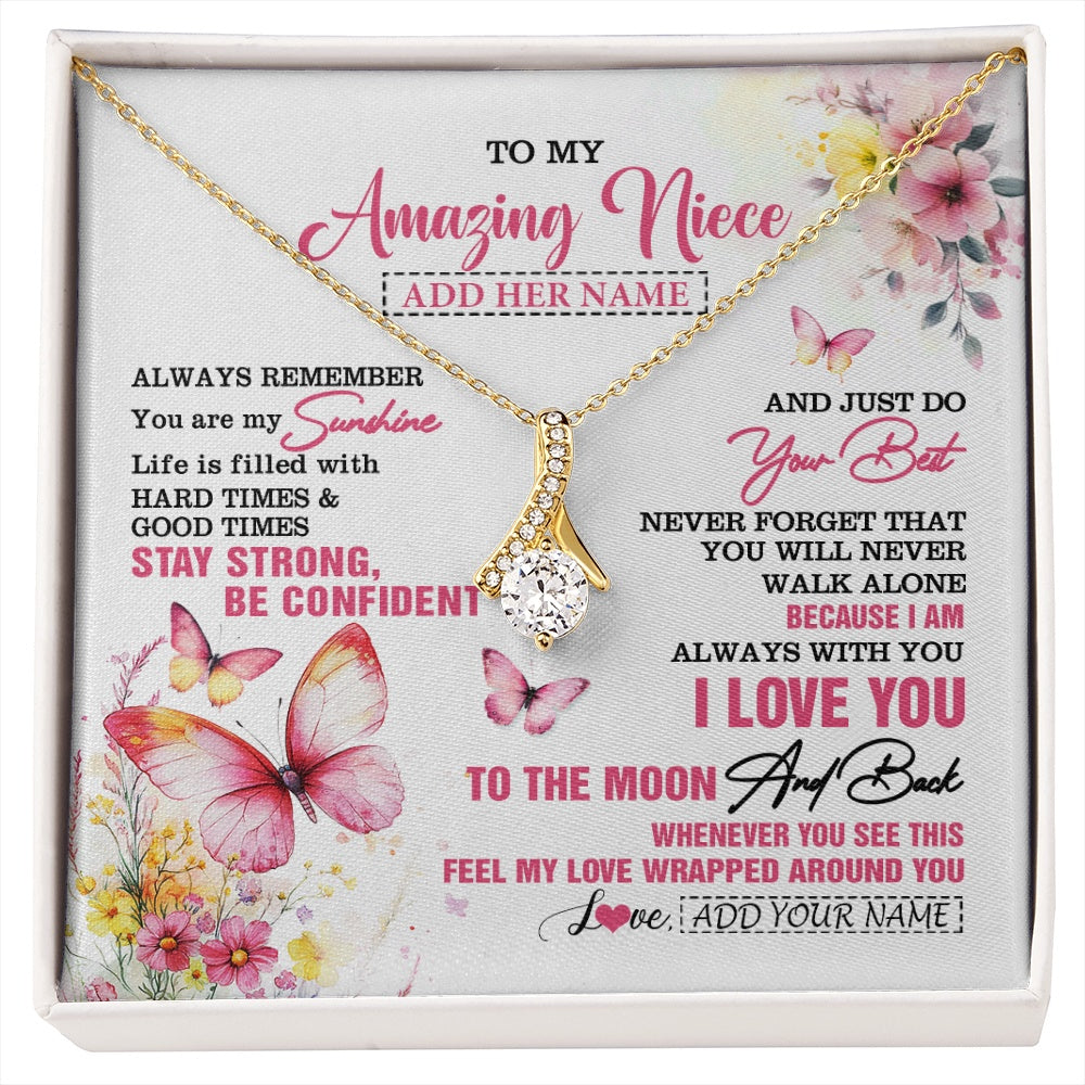 Alluring Beauty Necklace 18K Yellow Gold Finish | 1 | Personalized To My Amazing Niece Necklace From Aunt Uncle Auntie Butterfly It A Big Hug Niece Birthday Gifts Graduation Christmas Custom Gift Box Message Card | https://siriusteestore.