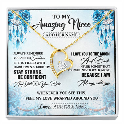 Forever Love Necklace 18K Yellow Gold Finish | 1 | Personalized To My Amazing Niece Necklace From Aunt Uncle Auntie Dream Catcher It A Big Hug Niece Birthday Gifts Graduation Christmas Gift Box Message Card | https://siriusteestore.