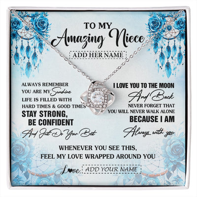 Love Knot Necklace 14K White Gold Finish | 1 | Personalized To My Amazing Niece Necklace From Aunt Uncle Auntie Dream Catcher It A Big Hug Niece Birthday Gifts Graduation Christmas Gift Box Message Card | https://siriusteestore.