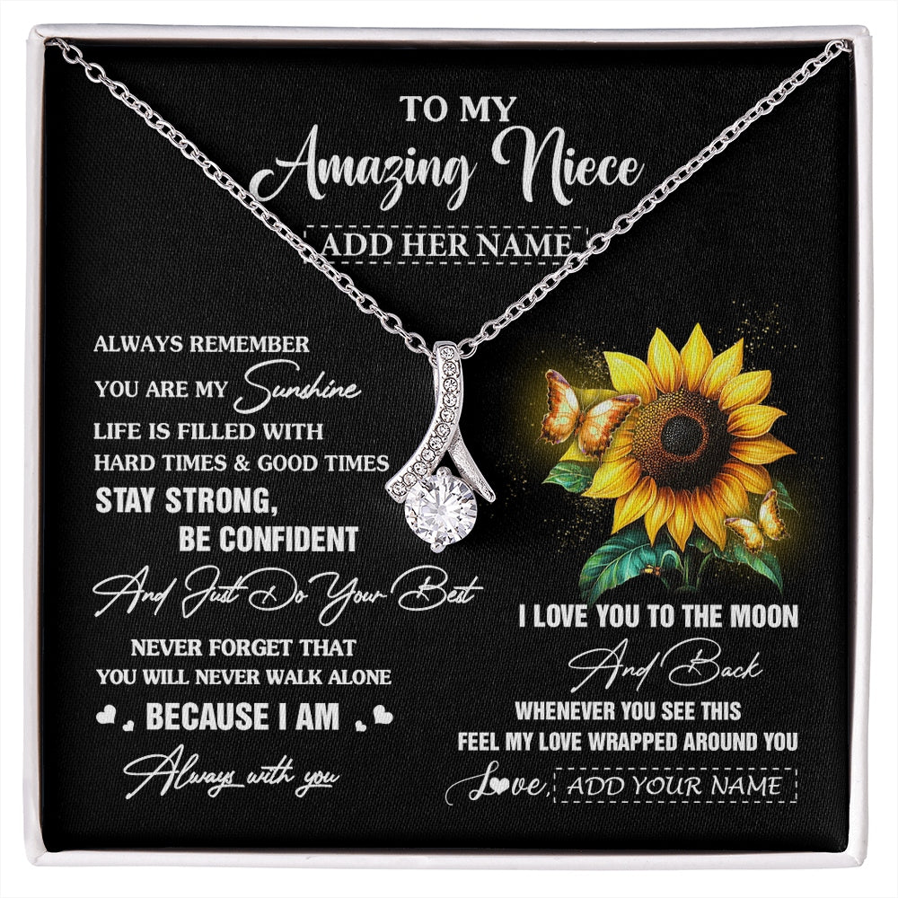 Alluring Beauty Necklace 14K White Gold Finish | 1 | Personalized To My Amazing Niece Necklace From Aunt Uncle Auntie Sunflower It A Big Hug Niece Birthday Gifts Graduation Christmas Custom Gift Box Message Card | https://siriusteestore.