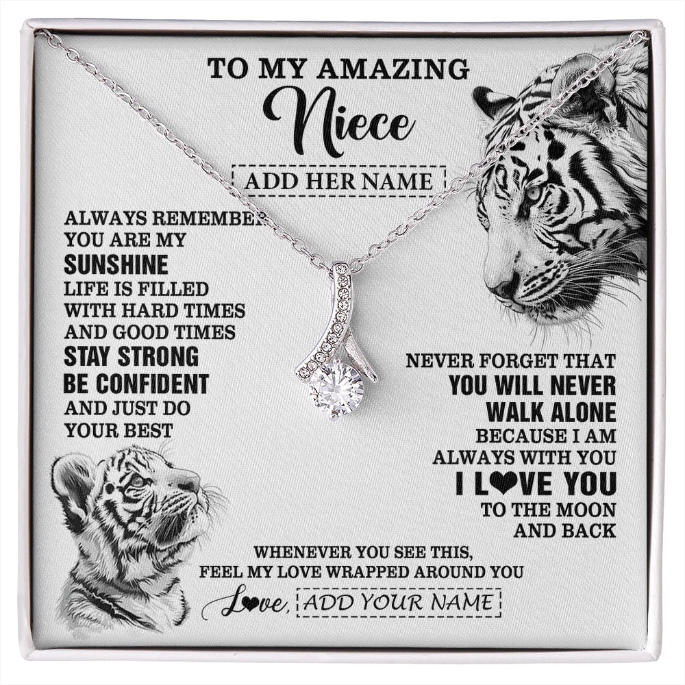 Alluring Beauty Necklace 14K White Gold Finish | 1 | Personalized To My Amazing Niece Necklace From Aunt Uncle White Tiger It A Big Hug Niece Birthday Gifts Graduation Christmas Custom Gift Box Message Card | https://siriusteestore.