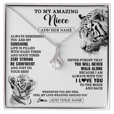 Alluring Beauty Necklace 14K White Gold Finish | 1 | Personalized To My Amazing Niece Necklace From Aunt Uncle White Tiger It A Big Hug Niece Birthday Gifts Graduation Christmas Custom Gift Box Message Card | https://siriusteestore.
