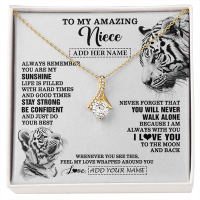 Alluring Beauty Necklace 18K Yellow Gold Finish | 1 | Personalized To My Amazing Niece Necklace From Aunt Uncle White Tiger It A Big Hug Niece Birthday Gifts Graduation Christmas Custom Gift Box Message Card | https://siriusteestore.