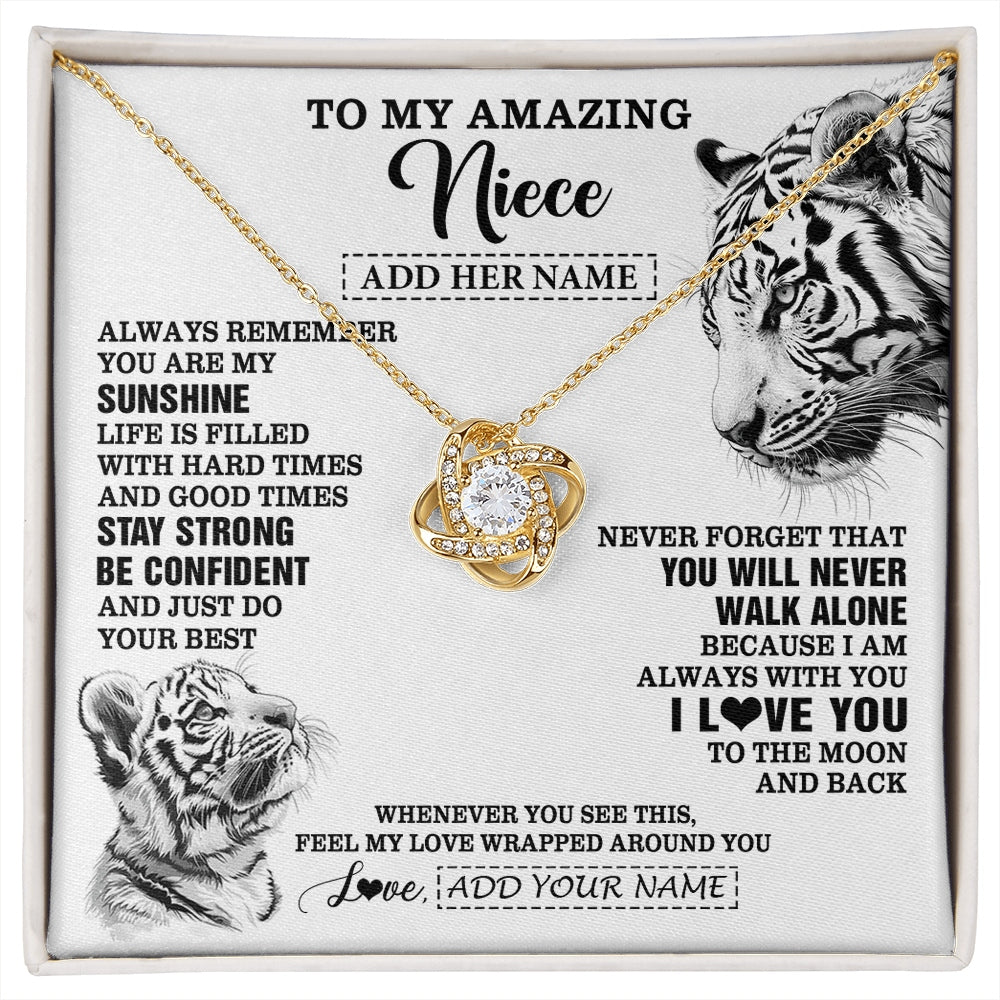 Love Knot Necklace 18K Yellow Gold Finish | 1 | Personalized To My Amazing Niece Necklace From Aunt Uncle White Tiger It A Big Hug Niece Birthday Gifts Graduation Christmas Custom Gift Box Message Card | https://siriusteestore.