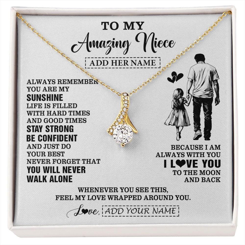 Alluring Beauty Necklace 18K Yellow Gold Finish | 1 | Personalized To My Amazing Niece Necklace From Uncle Man It A Big Hug Niece Birthday Gifts Graduation Christmas Custom Gift Box Message Card | https://siriusteestore.