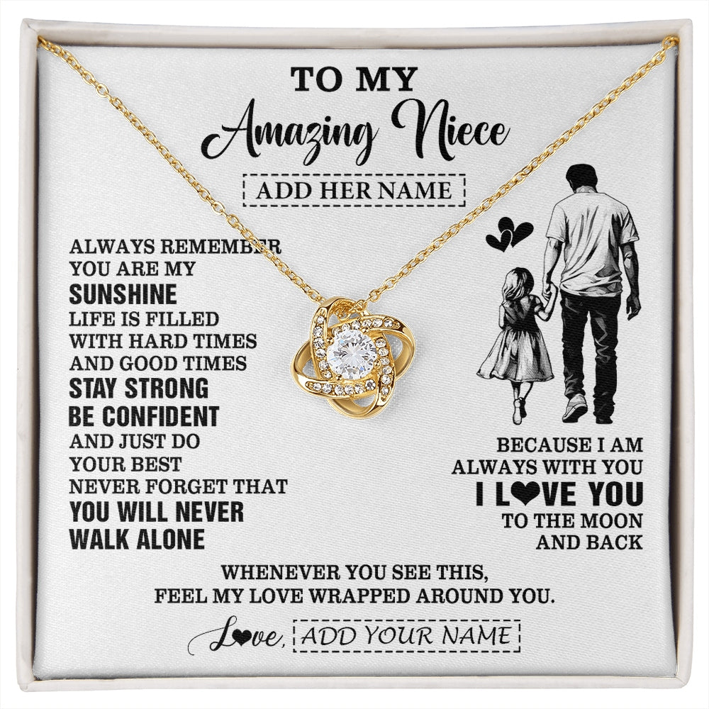 Love Knot Necklace 18K Yellow Gold Finish | 1 | Personalized To My Amazing Niece Necklace From Uncle Man It A Big Hug Niece Birthday Gifts Graduation Christmas Custom Gift Box Message Card | https://siriusteestore.