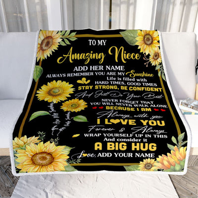 Personalized To My Amazing Niece Sunflower Blanket From Aunt Uncle Auntie My Sunshine Niece Birthday Gifts Graduation Christmas Customized Fleece Blanket | siriusteestore