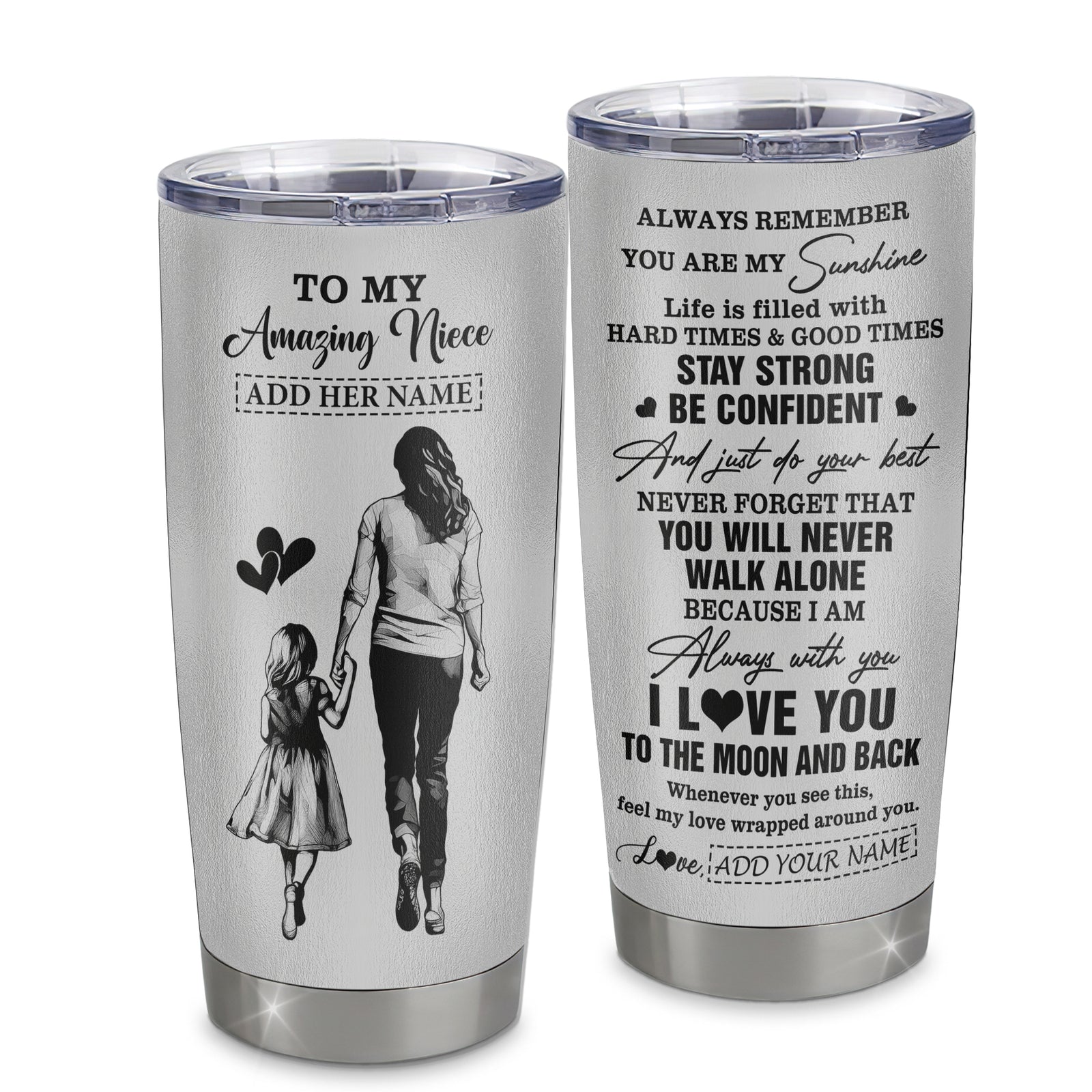 Personalized To My Amazing Niece Tumbler From Aunt Auntie Woman It A Big Hug Niece Birthday Gifts Graduation Christmas Custom Stainless Steel Travel Mug | siriusteestore
