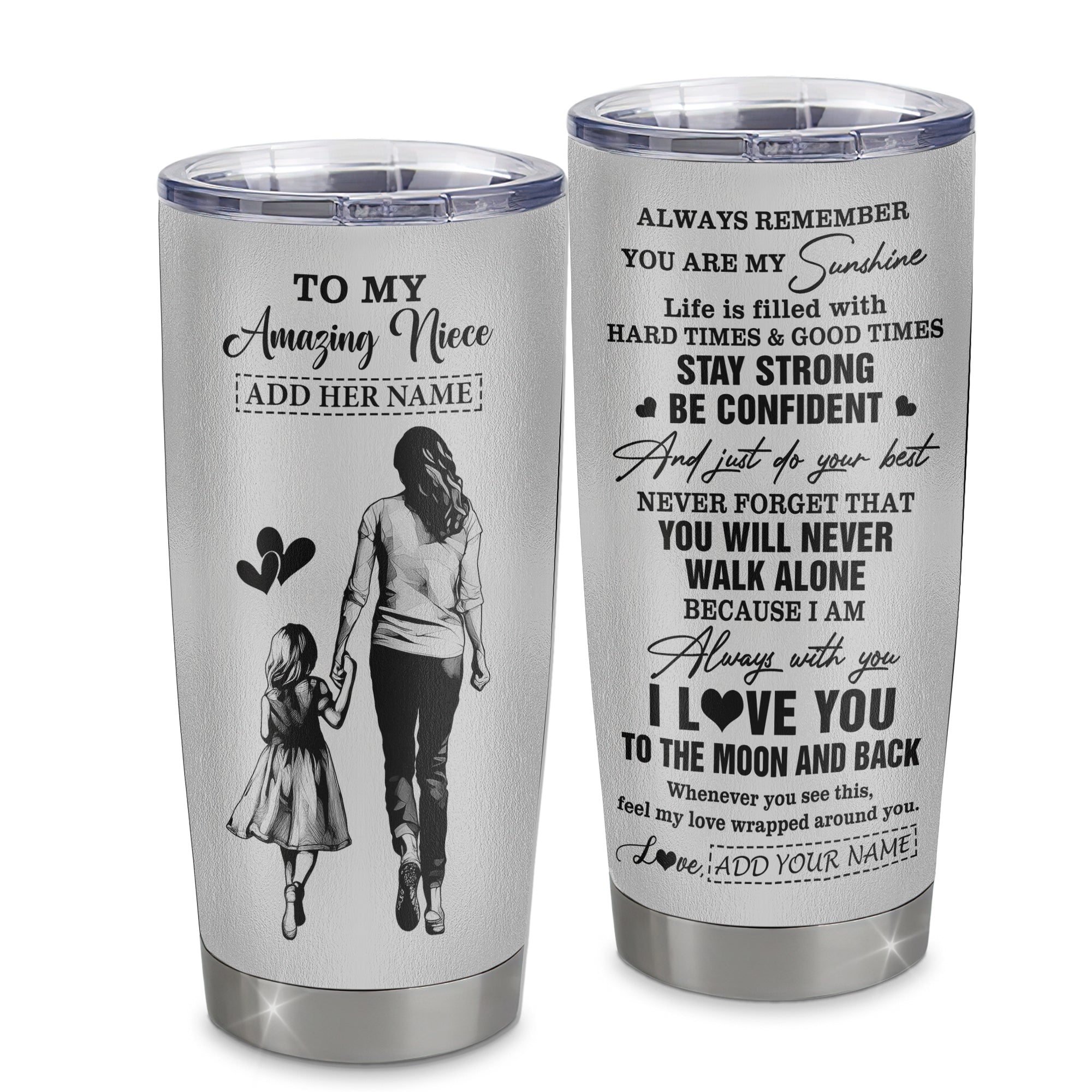 Personalized To My Amazing Niece Tumbler From Aunt Auntie Woman It A Big Hug Niece Birthday Gifts Graduation Christmas Custom Stainless Steel Travel Mug | siriusteestore