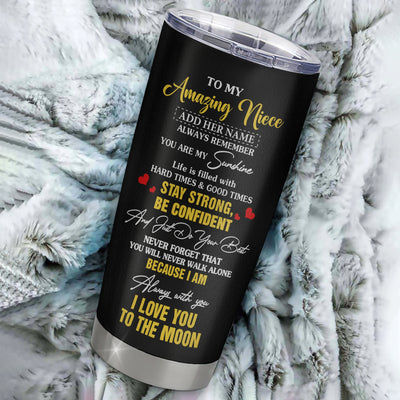 Personalized To My Amazing Niece Tumbler From Aunt Uncle Auntie Sunflower It A Big Hug Niece Birthday Gifts Graduation Christmas Custom Stainless Steel Travel Mug | siriusteestore