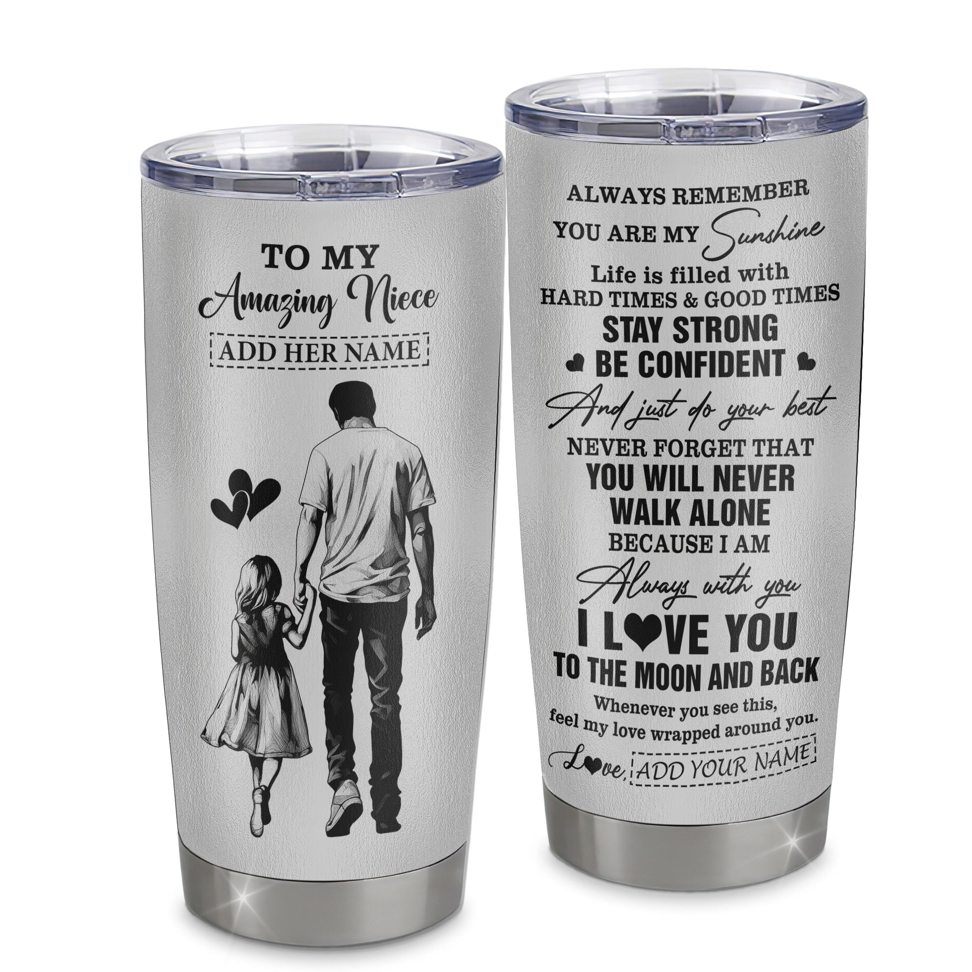 Personalized To My Amazing Niece Tumbler From Uncle Man It A Big Hug Niece Birthday Gifts Graduation Christmas Custom Stainless Steel Travel Mug | siriusteestore