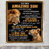 Personalized To My Amazing Son Blanket From Dad Father Lion It A Big Hug Son Birthday Gifts Graduation Christmas Customized Fleece Throw Blanket | siriusteestore