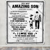 Personalized To My Amazing Son Blanket From Dad Father Man It A Big Hug Son Birthday Gifts Graduation Christmas Customized Fleece Throw Blanket | siriusteestore