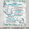 Personalized To My Amazing Son Blanket From Mom Dad Father Elephant It A Big Hug Son Birthday Gifts Graduation Christmas Customized Fleece Throw Blanket | siriusteestore