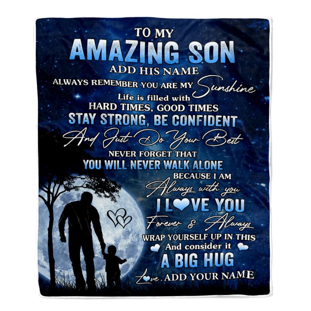 Personalized To My Amazing Son Blanket From Mom Dad Father My Sunshine Son Birthday Gifts Graduation Christmas Customized Fleece Throw Blanket | siriusteestore