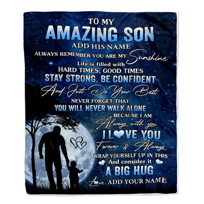 Personalized To My Amazing Son Blanket From Mom Dad Father My Sunshine Son Birthday Gifts Graduation Christmas Customized Fleece Throw Blanket | siriusteestore