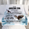 Personalized To My Amazing Son Blanket From Mom Dad Mother Father Eagle It A Big Hug Son Birthday Gifts Graduation Christmas Customized Fleece Throw Blanket | siriusteestore