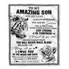 Personalized To My Amazing Son Blanket From Mom Dad Mother Father White Tiger It A Big Hug Son Birthday Gifts Graduation Christmas Customized Fleece Blanket | siriusteestore