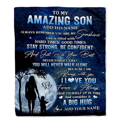 Personalized To My Amazing Son Blanket From Mom Mother Father My Sunshine Son Birthday Gifts Graduation Christmas Customized Fleece Throw Blanket | siriusteestore