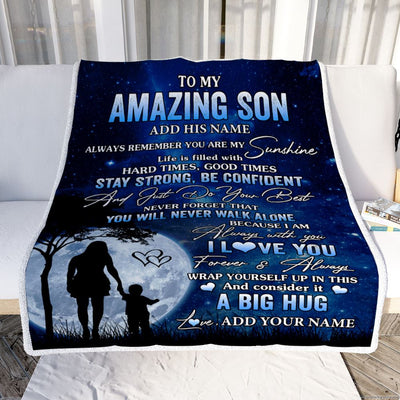 Personalized To My Amazing Son Blanket From Mom Mother Father My Sunshine Son Birthday Gifts Graduation Christmas Customized Fleece Throw Blanket | siriusteestore