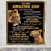 Personalized To My Amazing Son Blanket From Mom Mother Lion It A Big Hug Son Birthday Gifts Graduation Christmas Customized Fleece Throw Blanket | siriusteestore