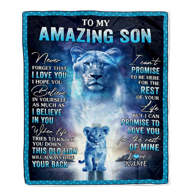 Personalized To My Amazing Son Blanket From Mom Mother Lion Never Forget I Love You Son Birthday Gift Graduation Christmas Customized Fleece Throw Blanket | siriusteestore