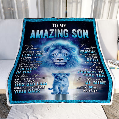 Personalized To My Amazing Son Blanket from Mom Dad Lion Never Forget I Love You Birthday Graduation Christmas Customized Fleece Blanket | siriusteestore