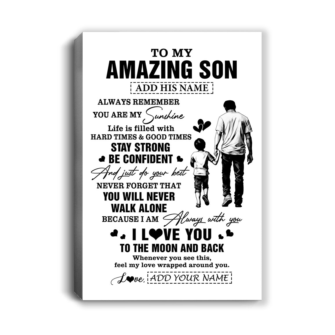 Personalized To My Amazing Son Canvas From Dad Father Man It A Big Hug Son Birthday Gifts Graduation Christmas Custom Wall Art Framed Canvas | siriusteestore