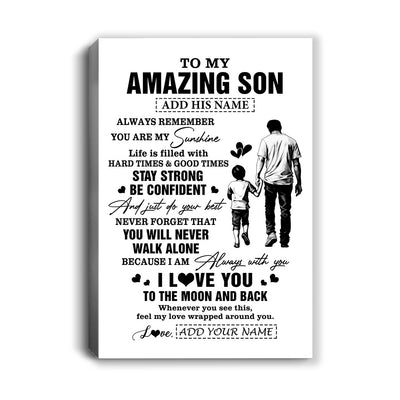 Personalized To My Amazing Son Canvas From Dad Father Man It A Big Hug Son Birthday Gifts Graduation Christmas Custom Wall Art Framed Canvas | siriusteestore