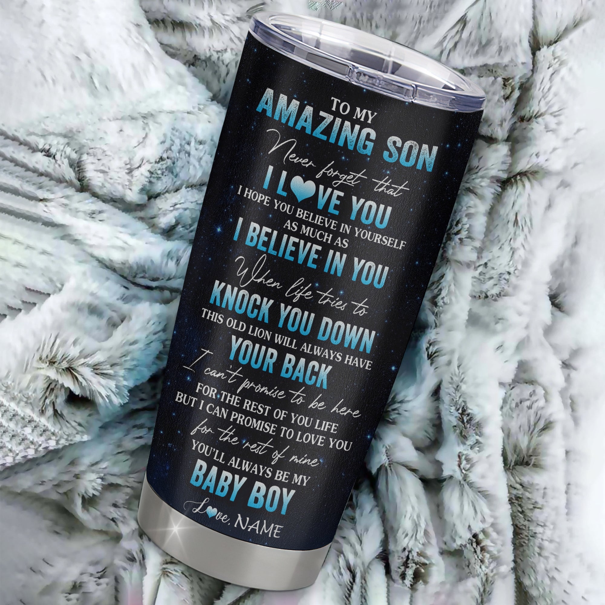 Personalized To My Amazing Son From Dad Father Stainless Steel Tumbler Cup Lion Never Forget I Love You Son Birthday Graduation Christmas Travel Mug | siriusteestore