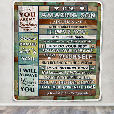 Personalized To My Amazing Son Gifts Blanket From Mom Dad Mother Wood Your Dream Gifts For Son Birthday Gifts Graduation Christmas Customized Fleece Blanket | siriusteestore