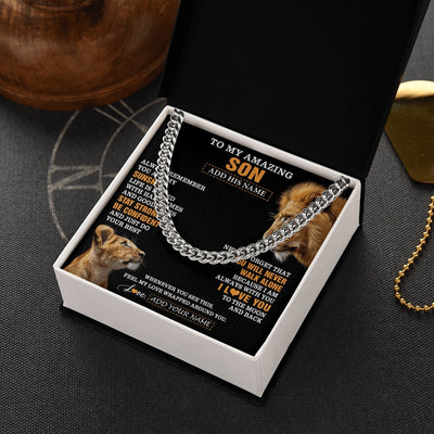 Cuban Link Chain Necklace Stainless Steel | 2 | Personalized To My Amazing Son Gifts Necklace From Dad Father Lion It A Big Hug Son Birthday Gifts Graduation Christmas Custom Gift Box Message Card | https://siriusteestore.