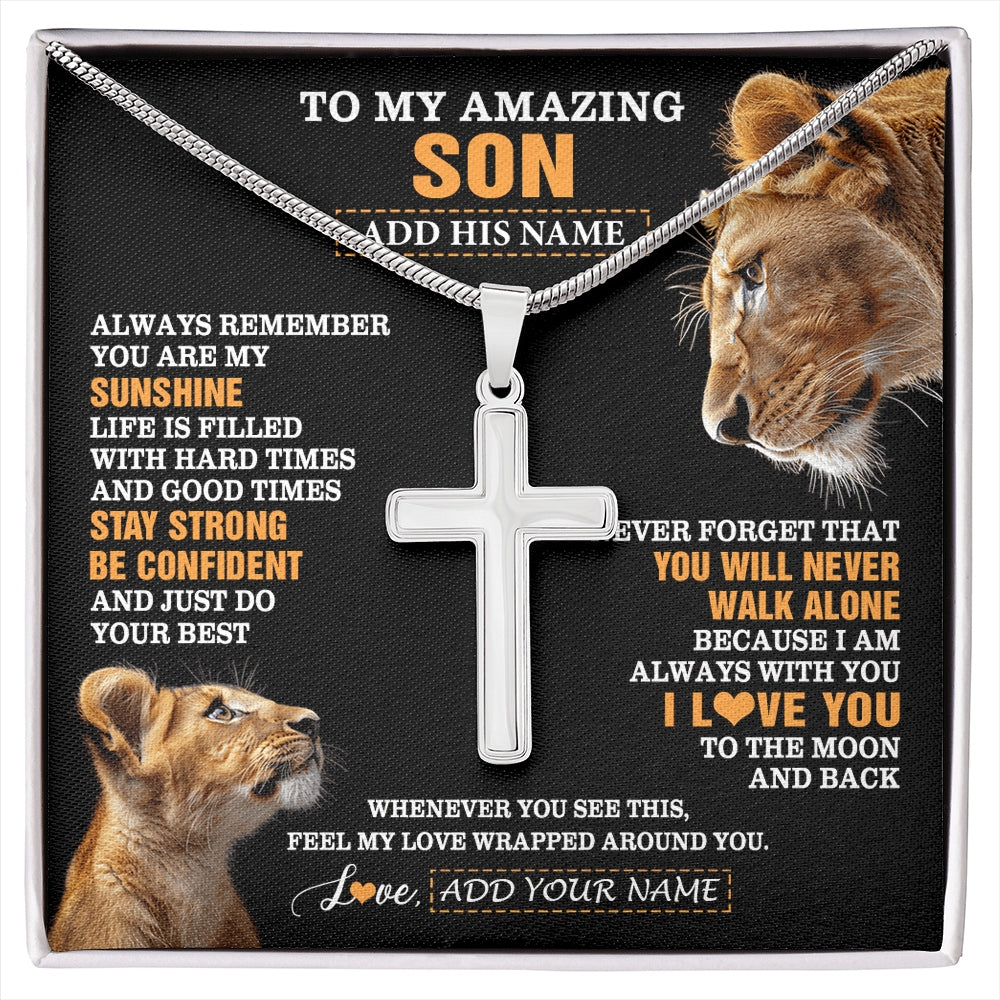 Stainless Cross Necklace Stainless Steel | 1 | Personalized To My Amazing Son Gifts Necklace From Mom Mother Lion It A Big Hug Son Birthday Gifts Graduation Christmas Custom Gift Box Message Card | https://siriusteestore.