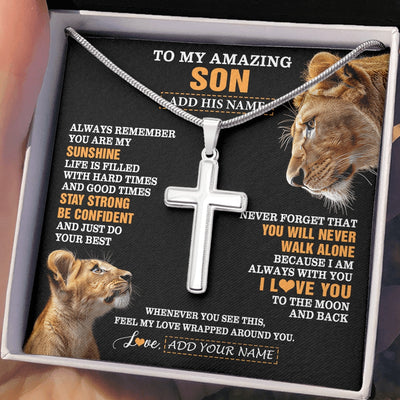 Stainless Cross Necklace Stainless Steel | 2 | Personalized To My Amazing Son Gifts Necklace From Mom Mother Lion It A Big Hug Son Birthday Gifts Graduation Christmas Custom Gift Box Message Card | https://siriusteestore.